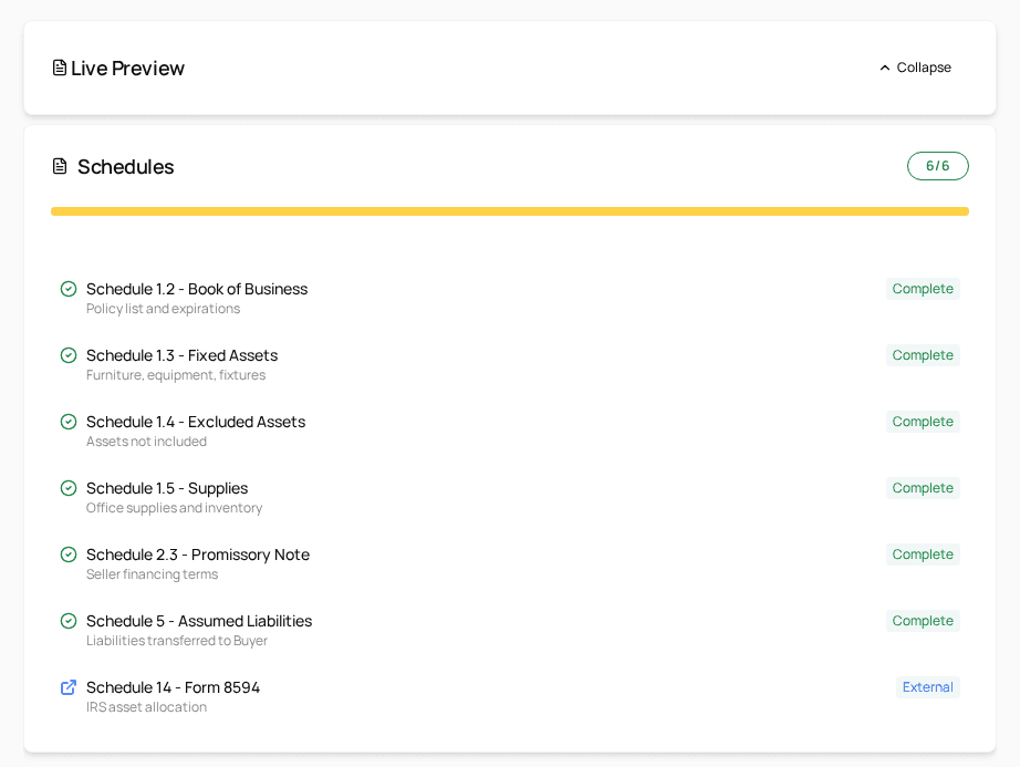 APA assets and schedules