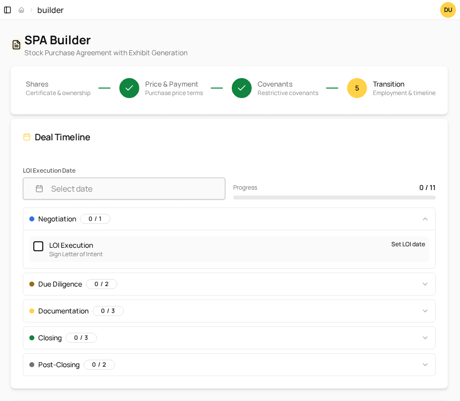SPA transition and seller financing